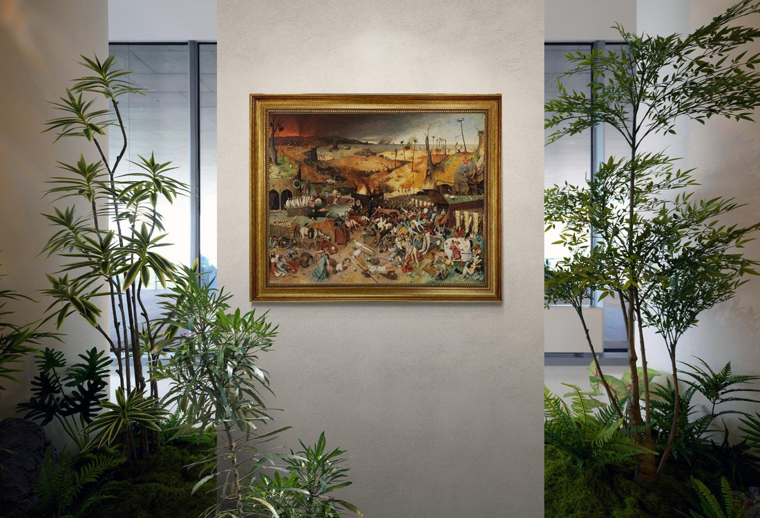 The Triumph of Death Canvas Print with brush strokes | Pieter Bruegel | Vintage Golden Frame FOSHE ART