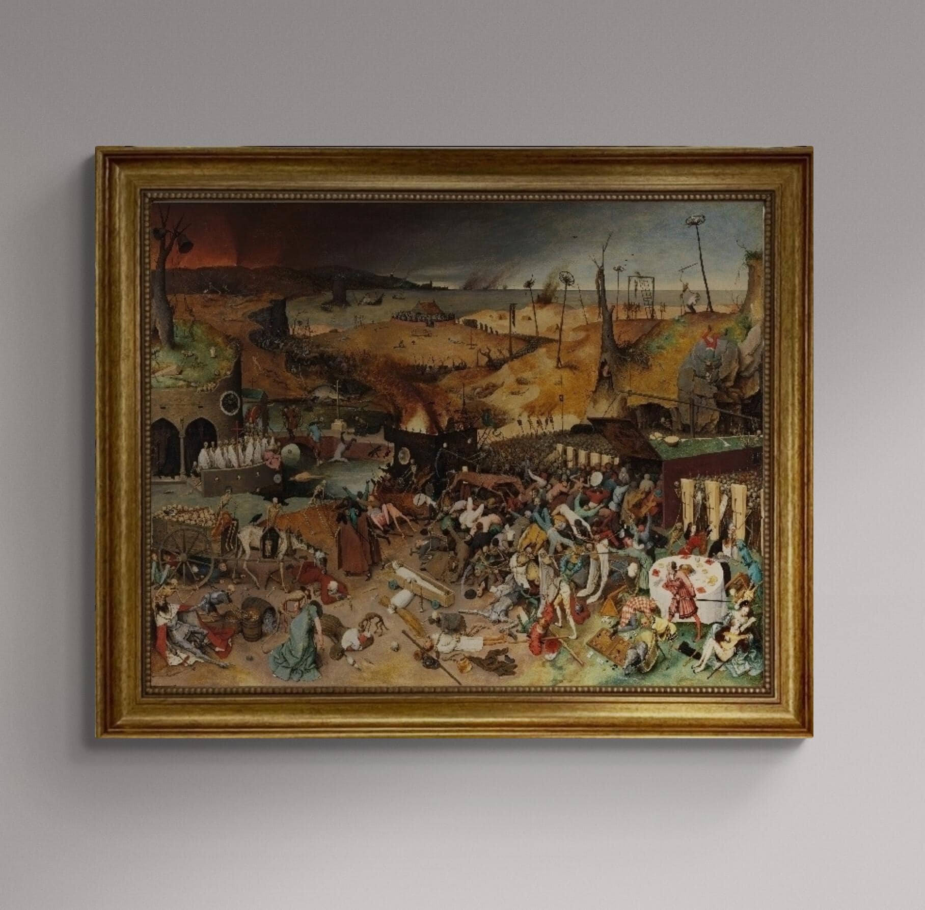 The Triumph of Death Canvas Print with brush strokes | Pieter Bruegel | Vintage Golden Frame FOSHE ART