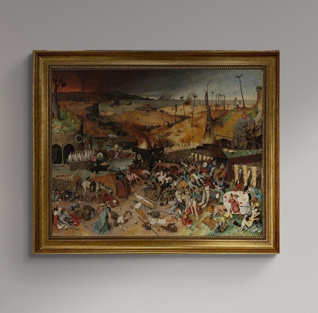 The Triumph of Death Canvas Print with brush strokes | Pieter Bruegel | Vintage Golden Frame FOSHE ART