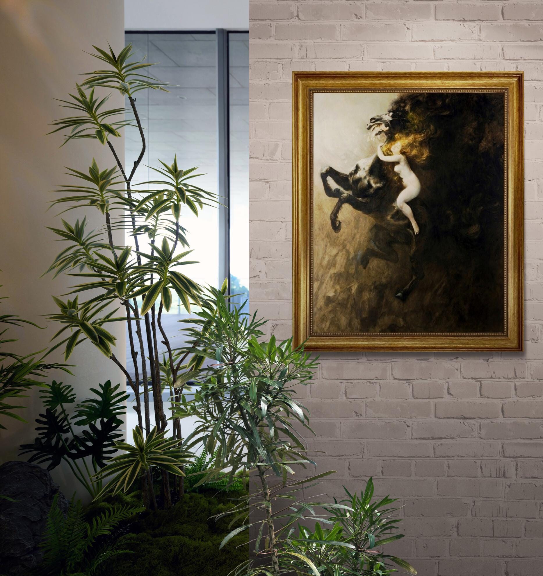 Władysław Podkowiński: Frenzy of Exultations (1894), canvas Gliclee hand finished premium print with brush strokes + golden vintageous frame FOSHE ART