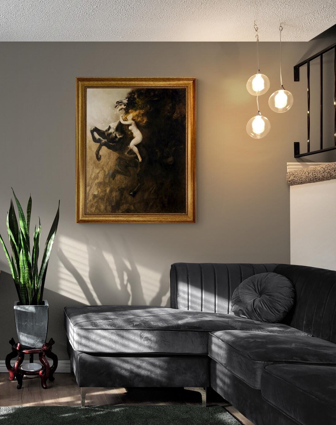 Władysław Podkowiński: Frenzy of Exultations (1894), canvas Gliclee hand finished premium print with brush strokes + golden vintageous frame FOSHE ART