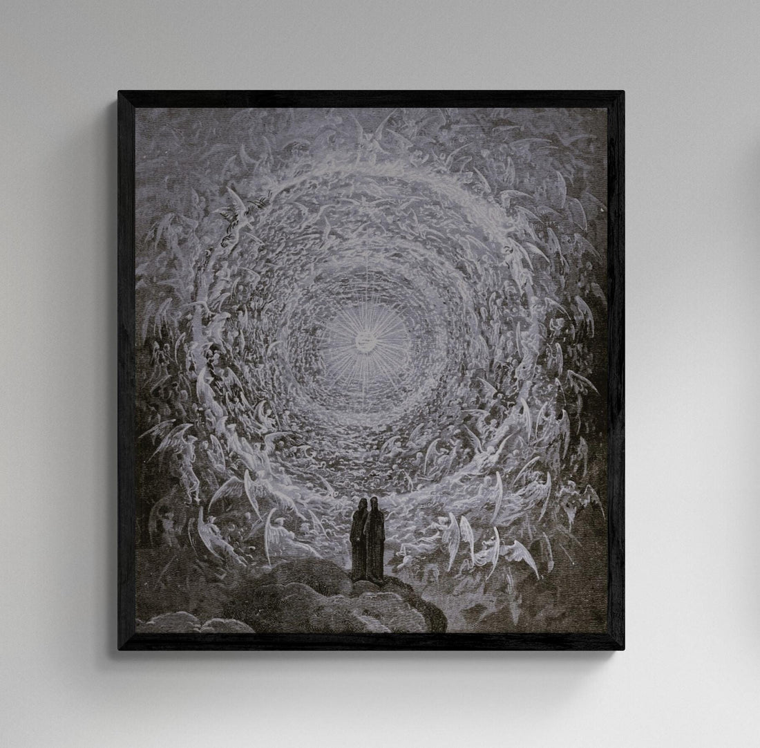 Gustave Dore reproduction with floating frame, In the Empyrean, Paradiso Canto 31, dark art decore, Giclee Canvas prints looks like original FOSHE ART