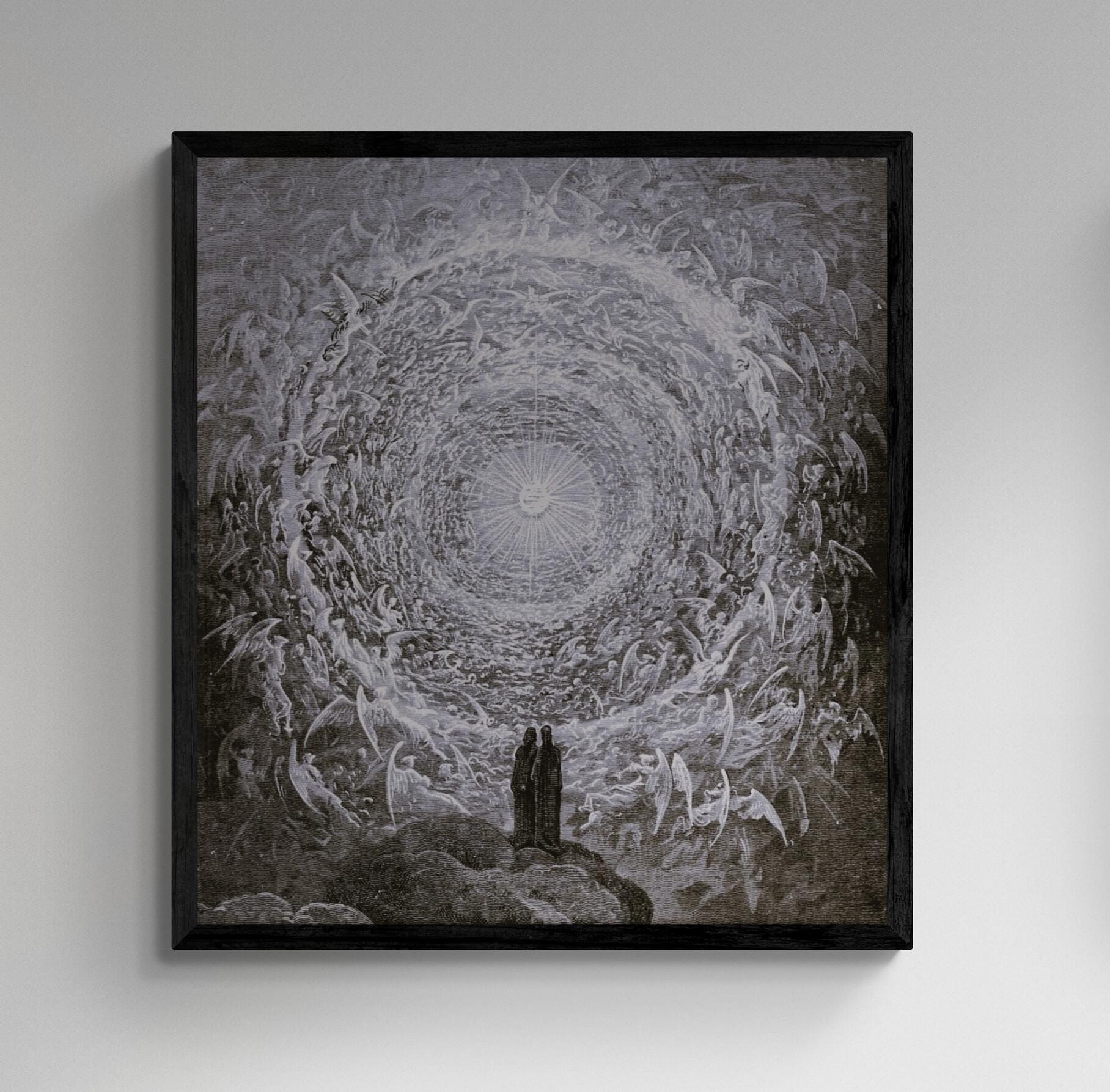 Gustave Dore reproduction with floating frame, In the Empyrean, Paradiso Canto 31, dark art decore, Giclee Canvas prints looks like original FOSHE ART