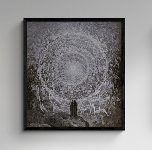 Gustave Dore reproduction with floating frame, In the Empyrean, Paradiso Canto 31, dark art decore, Giclee Canvas prints looks like original FOSHE ART