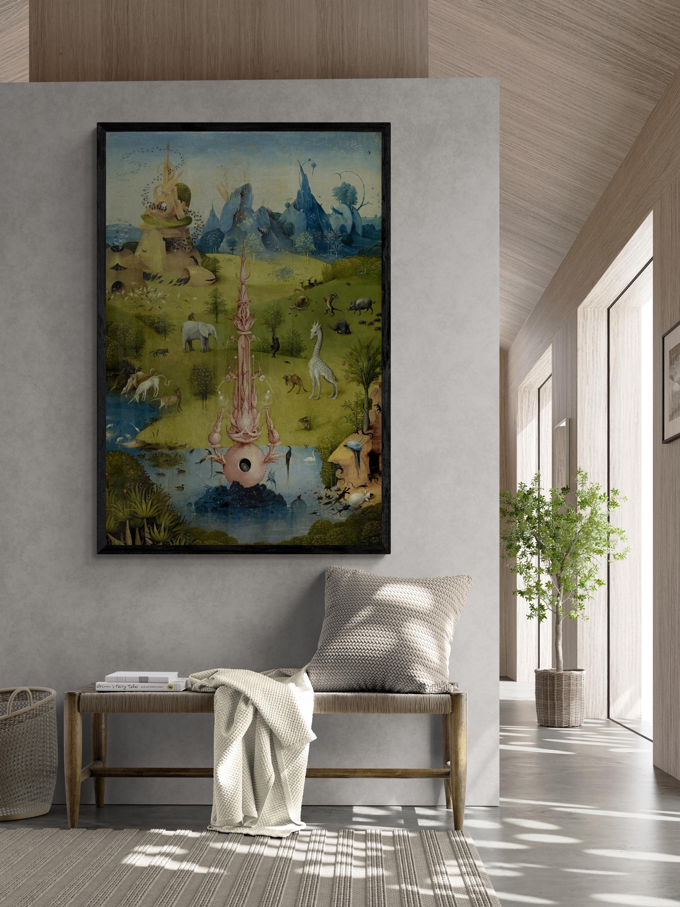 Bosch canvas print reproduction: detail from Garden of Earthly Delights, Fountain of Paradise, Bosch Garden Canvas Print with floating frame FOSHE ART