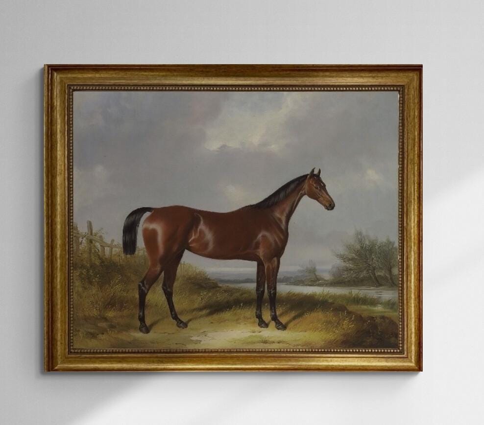 Hunter in Landscape by William Barraud | Premium Giclée Canvas Print with Brush Strokes | Golden Vintage Frame | Looks Like Original Artwork FOSHE ART