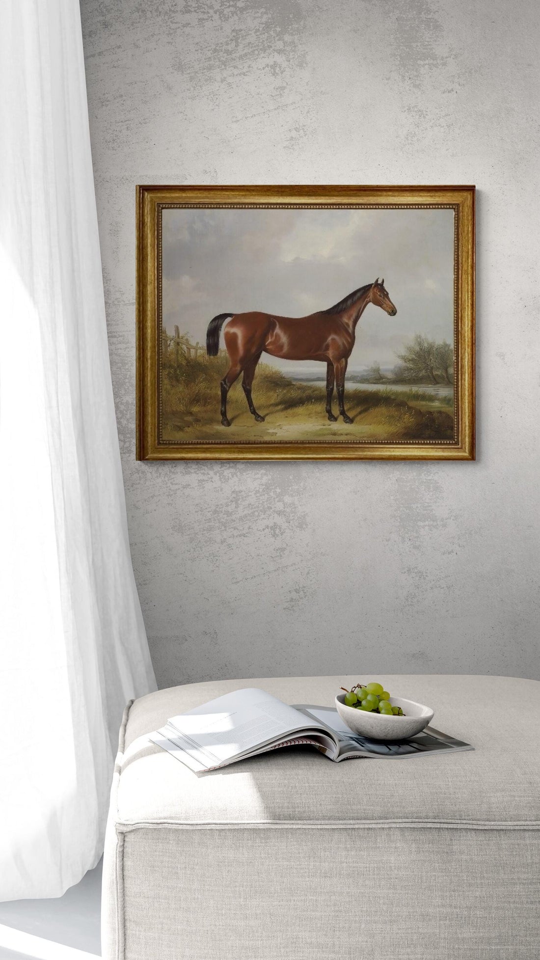 Horse Canvas Print | William Barraud, Golden Vintage Frame FOSHE ART