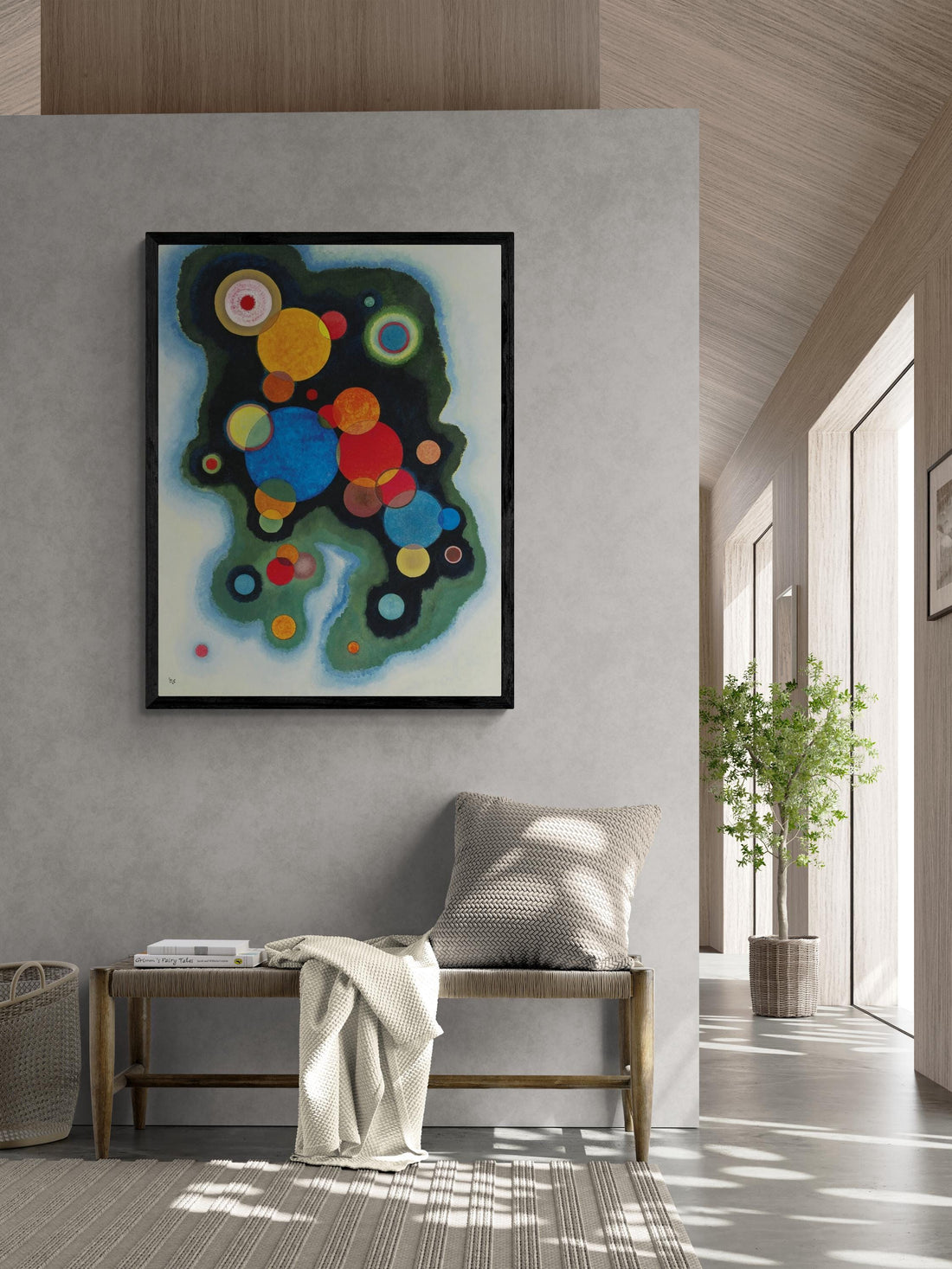 KANDINSKY Deepened Impulse Fine Art Prints with floating frame, Art Deco Style, 3D Hand Finished Giclee Canvas prints looks like original FOSHE ART