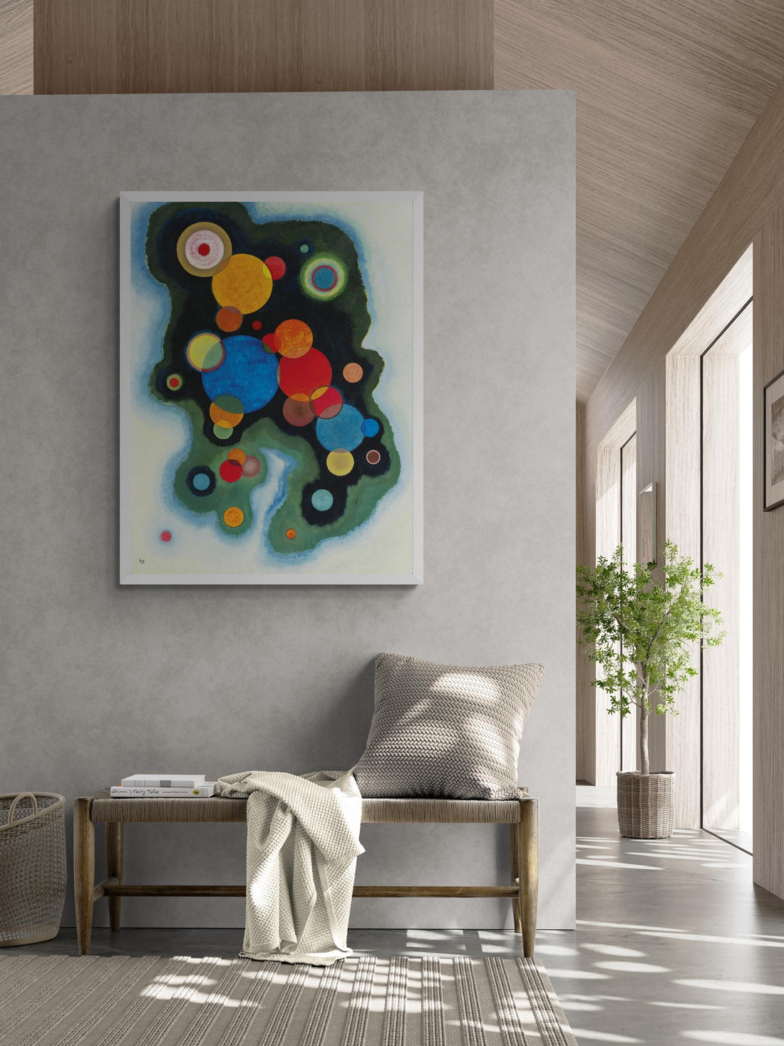 KANDINSKY Deepened Impulse Fine Art Prints with floating frame, Art Deco Style, 3D Hand Finished Giclee Canvas prints looks like original FOSHE ART