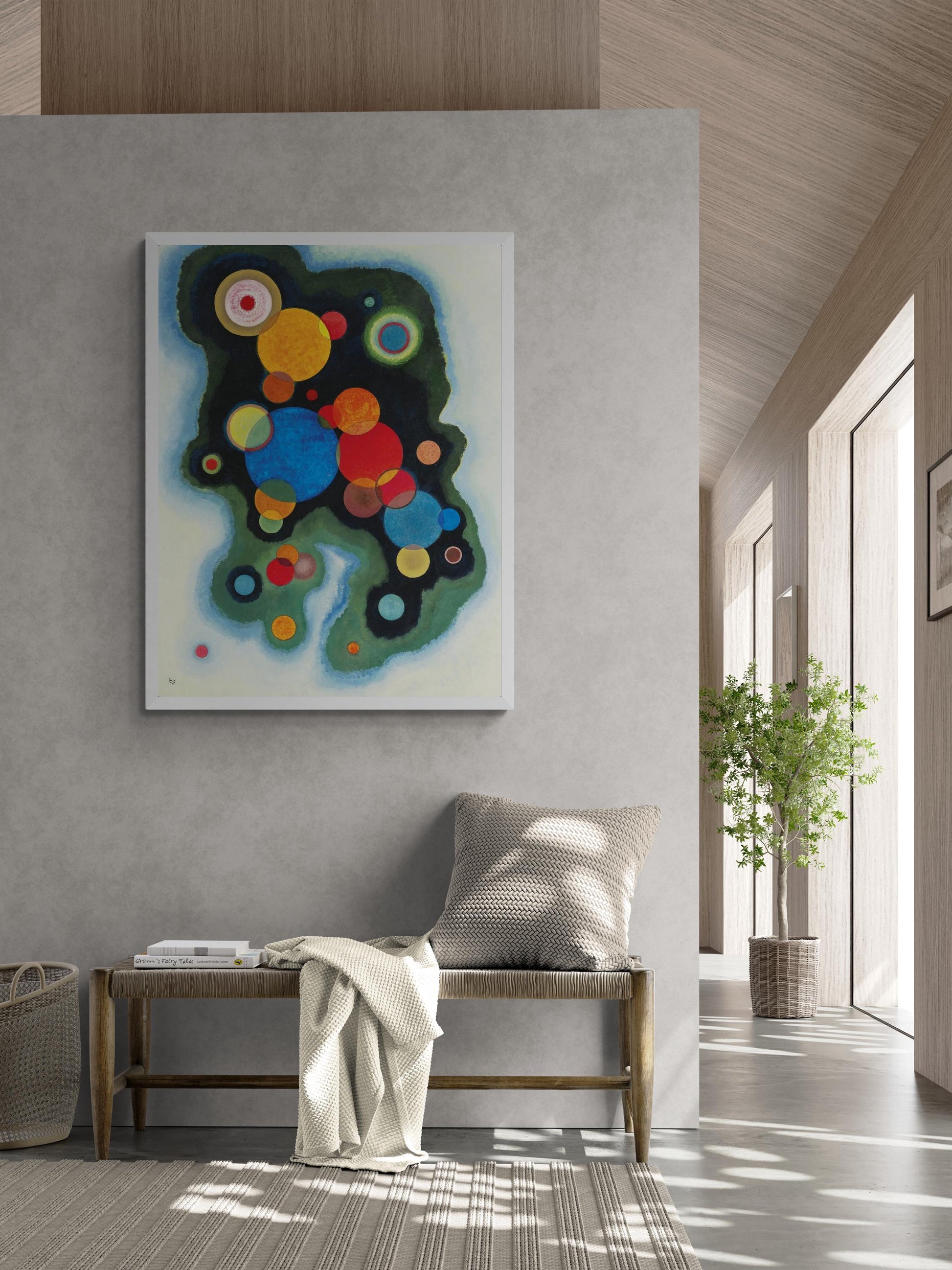 KANDINSKY Deepened Impulse Fine Art Prints with floating frame, Art Deco Style, 3D Hand Finished Giclee Canvas prints looks like original FOSHE ART