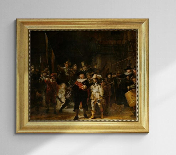The Night Watch by Rembrandt -Gliclée 3D hand finished canvas premium print with brush strokes & golden vintageous frame looks like original FOSHE ART