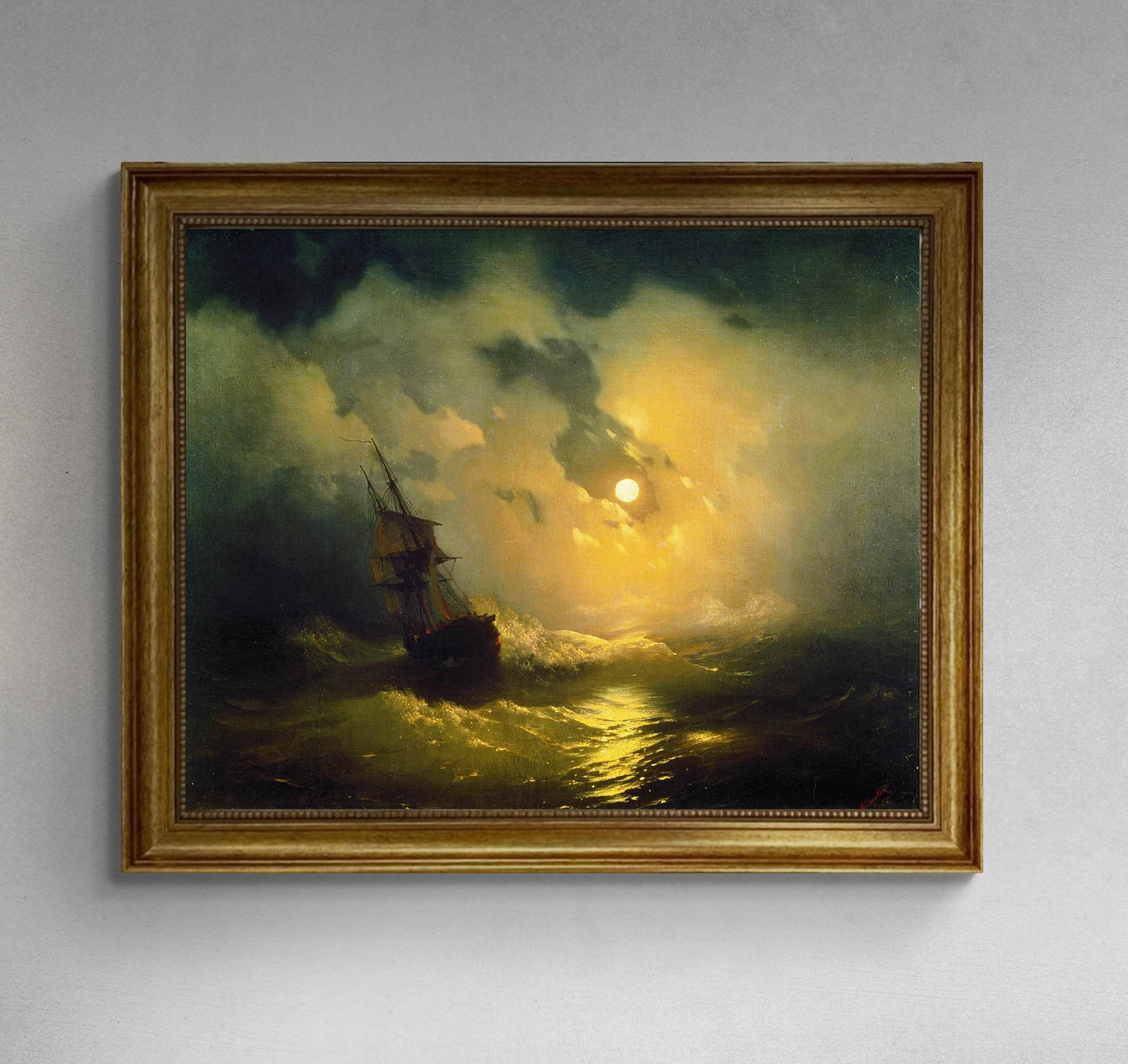 Captivating Stormy Sea at Night: Aivazovsky Giclée Art Print/ Canvas Prints, Poster or 3D Hand Finished Premium Print FOSHE ART