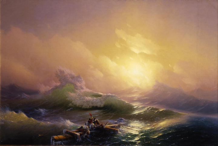 The Ninth Wave by  Aivazovsky Gliclée canvas hand finished premium print with brush strokes and golden vintageous frame looks like original FOSHE ART
