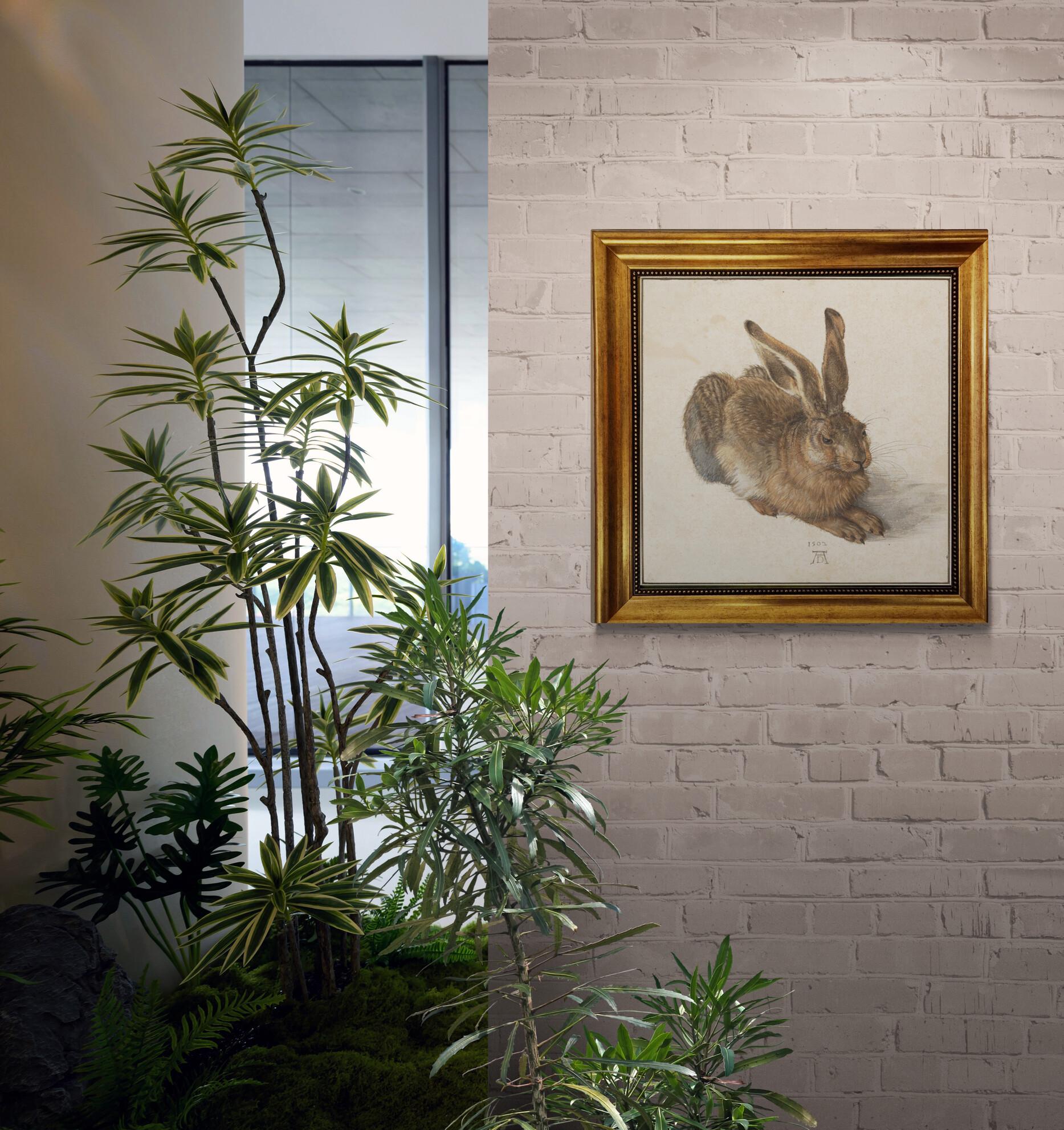 Young Hare Print by Albrecht Dürer, Golden Frame, Hand Finished Canvas FOSHE ART