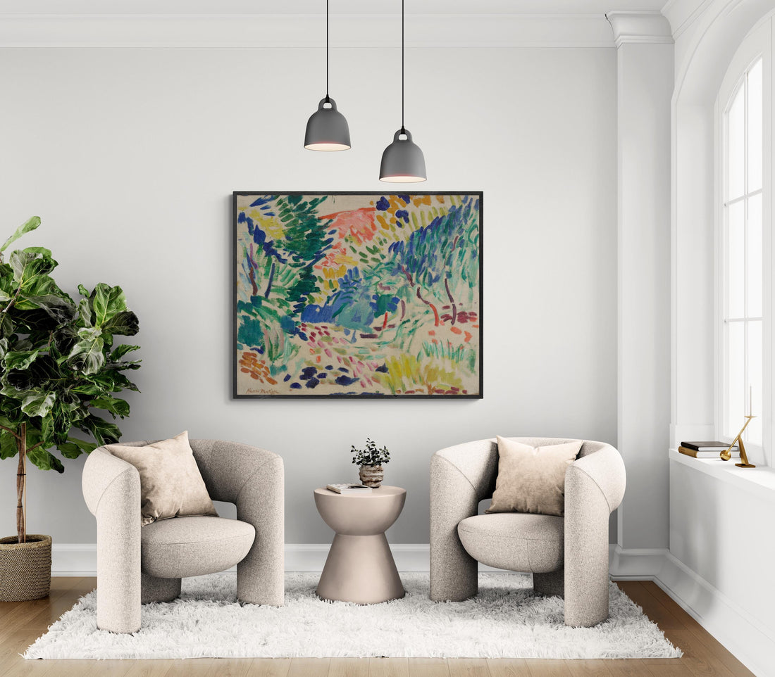 Henri Matisse Landscape at Collioure reproduction with floating frame, Giclee Hand Finished Print with brush strokes looks like original art FOSHE ART