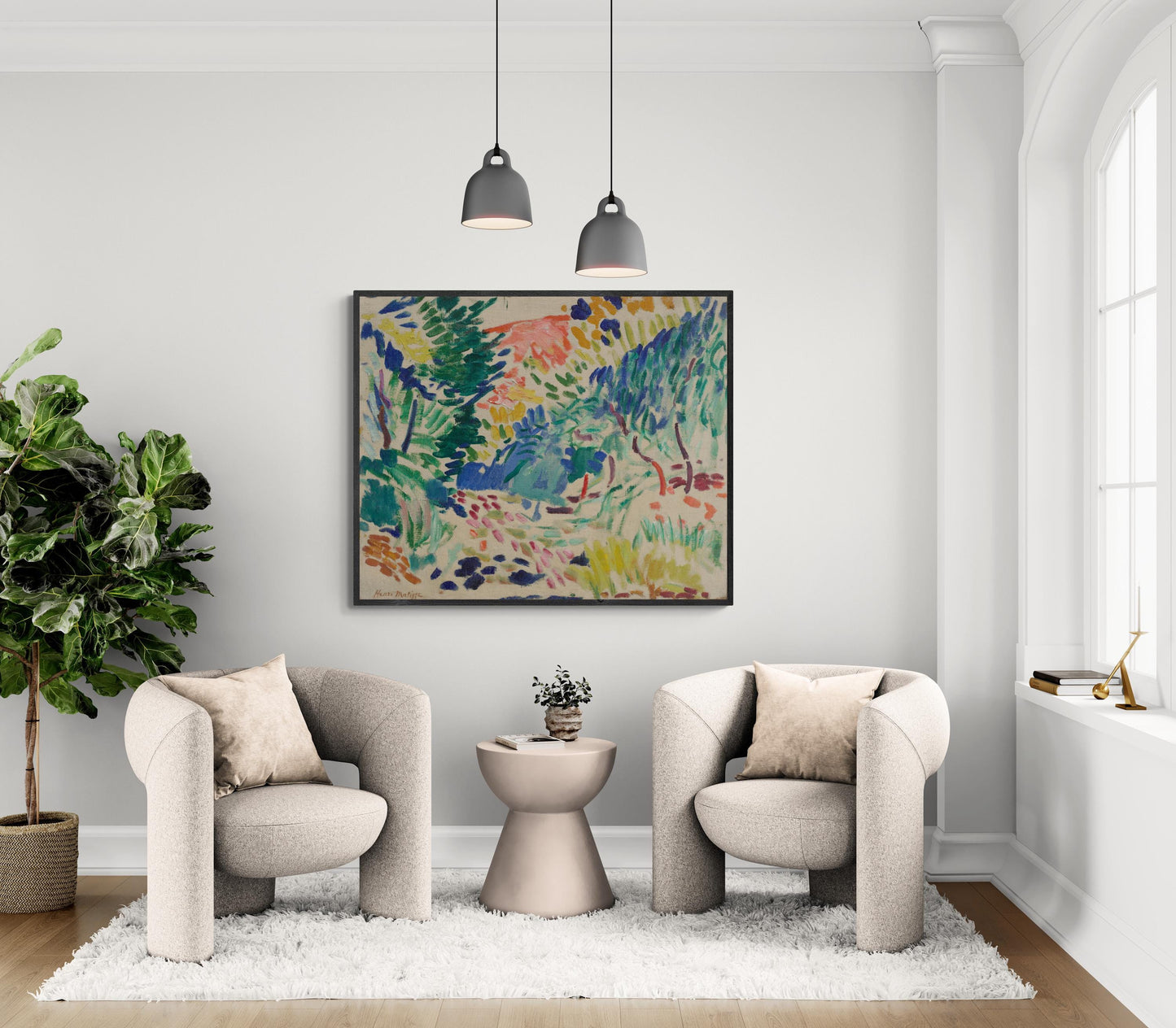 Henri Matisse Landscape at Collioure reproduction with floating frame, Giclee Hand Finished Print with brush strokes looks like original art FOSHE ART