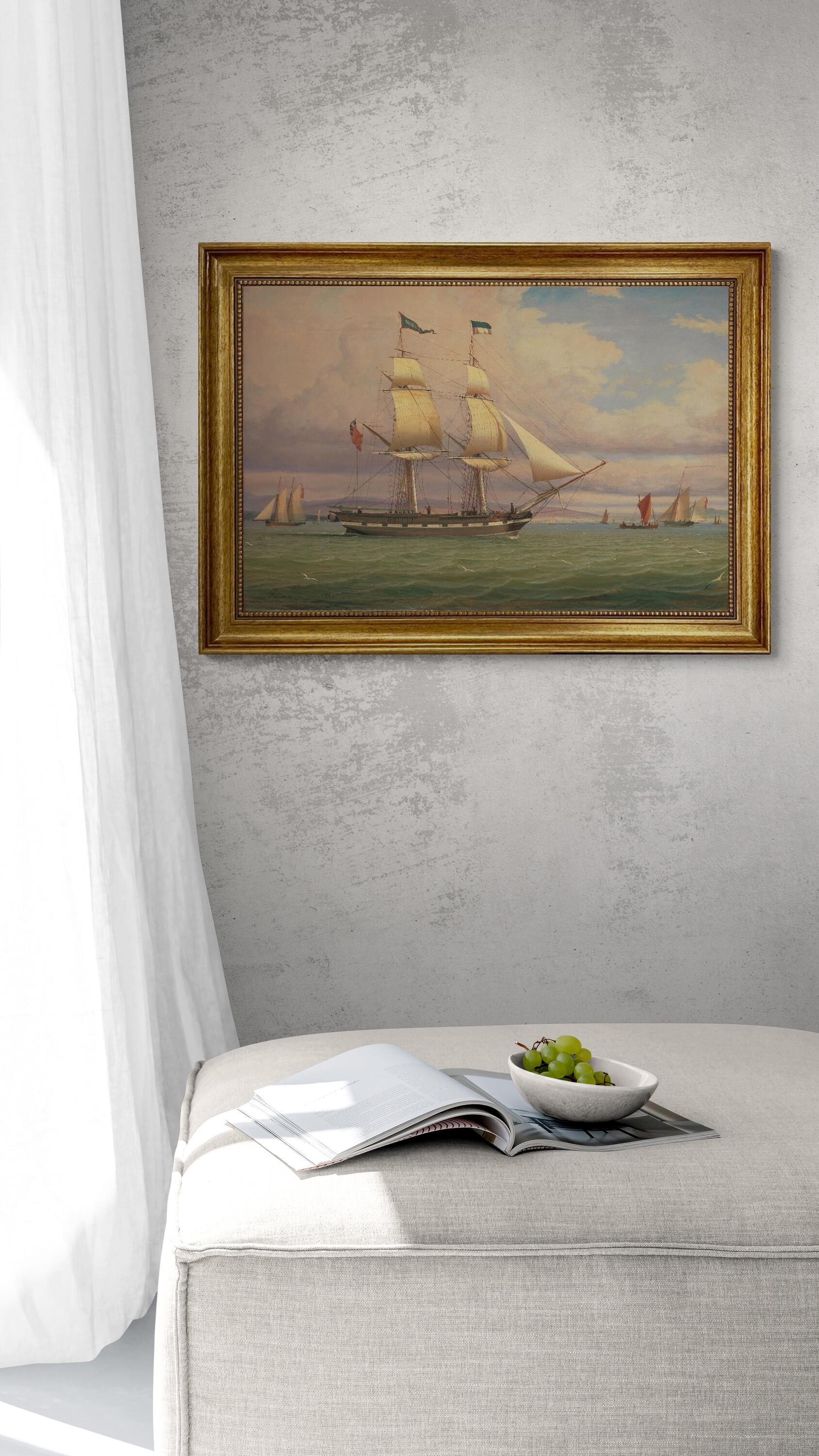William Clark 'Norval' Ship Canvas Print with Vintage Golden Frame FOSHE ART