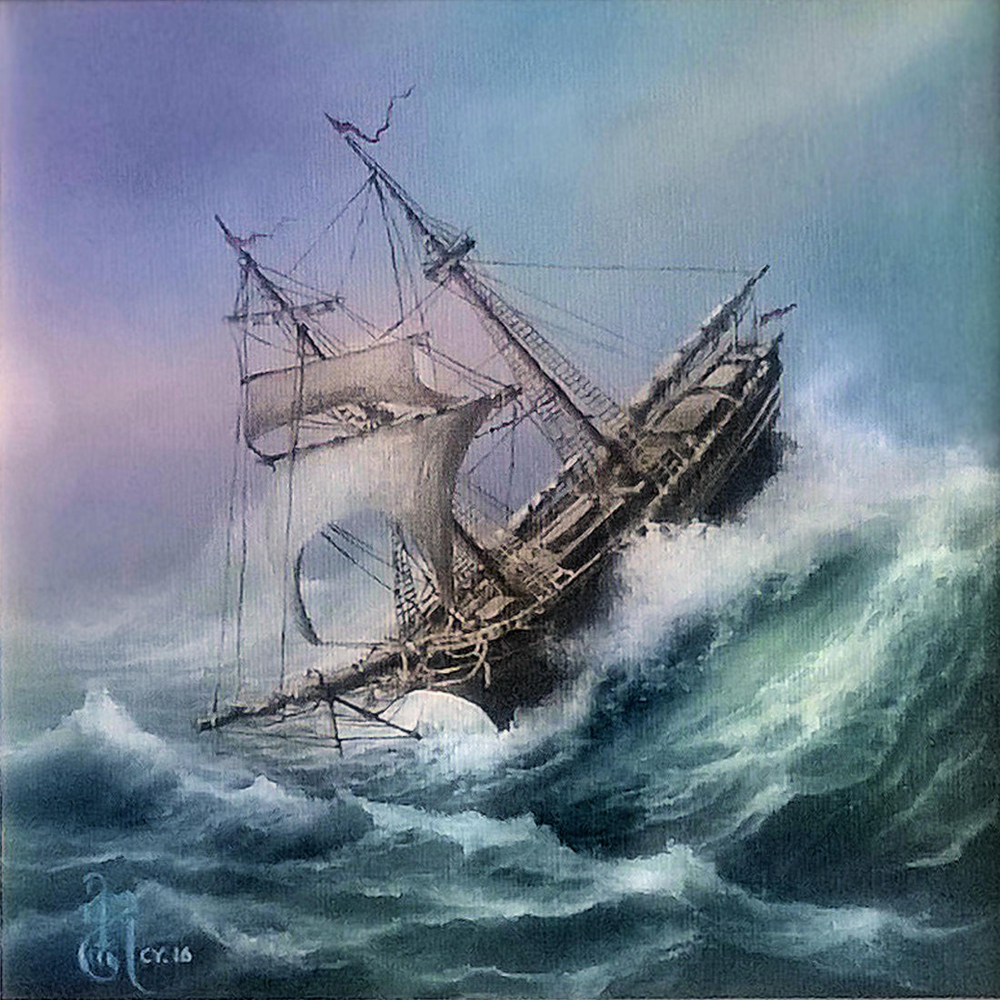 Marine Art Sailing Ship Giclée Print | Ship at Rough Sea FOSHE ART