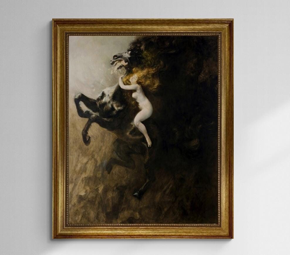 Władysław Podkowiński: Frenzy of Exultations (1894), canvas Gliclee hand finished premium print with brush strokes + golden vintageous frame FOSHE ART