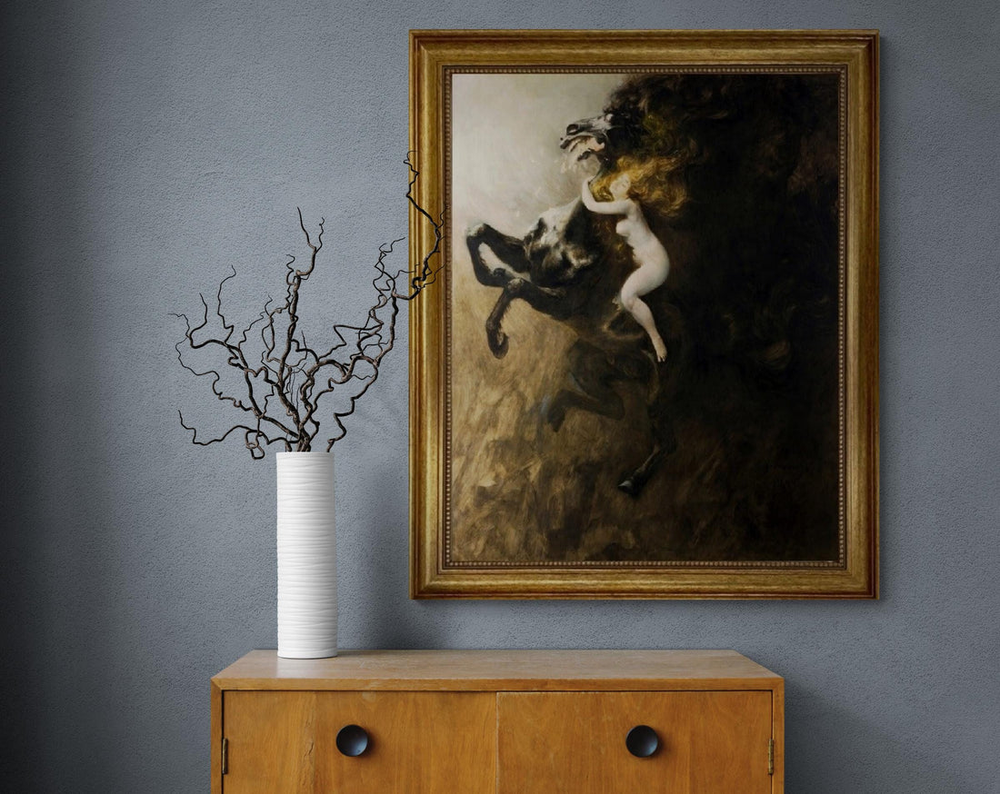 Władysław Podkowiński: Frenzy of Exultations (1894), canvas Gliclee hand finished premium print with brush strokes + golden vintageous frame FOSHE ART