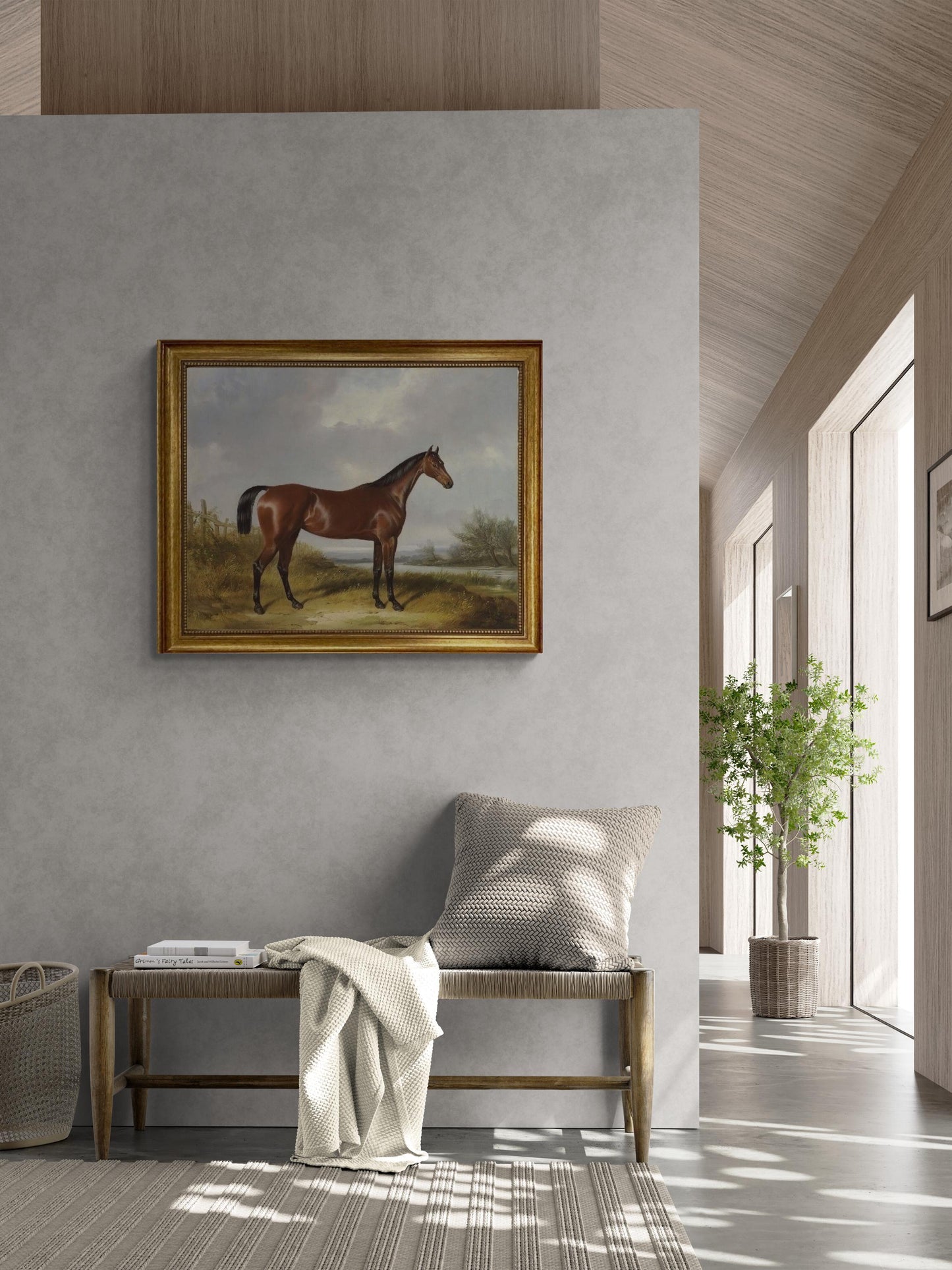 Hunter in Landscape by William Barraud | Premium Giclée Canvas Print with Brush Strokes | Golden Vintage Frame | Looks Like Original Artwork FOSHE ART