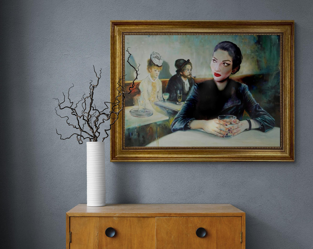 Maria Kalogeropoulos, Opera Diva Framed Canvas Print, 3D Brush Stroke FOSHE ART