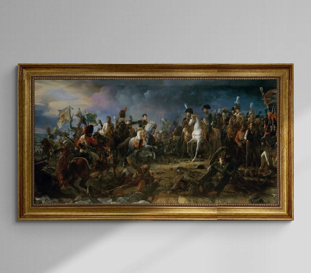 Battle of Austerlitz by Francois Pascal Simon Gerard, Canvas Print, Vintage Gold Frame, Hand-Finished FOSHE ART