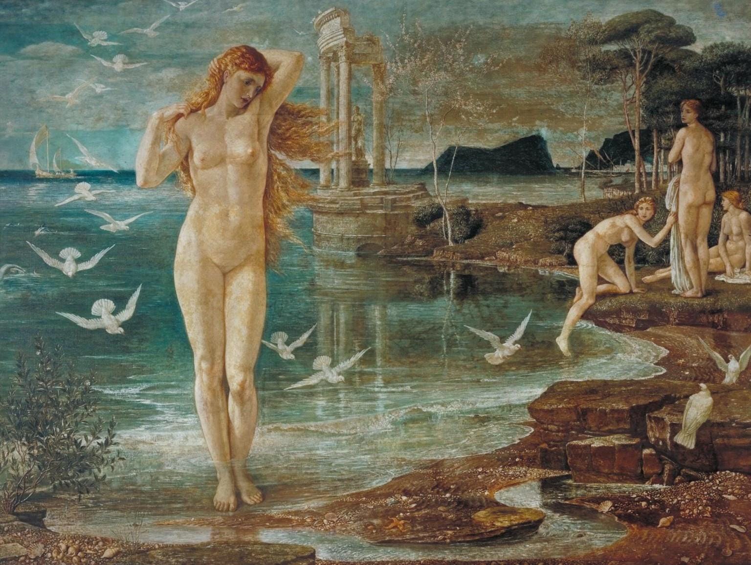 Renaissance of Venus framed 3D hand finished premium print on canvas with brush strokes and golden vintageous frame looks like original art FOSHE ART