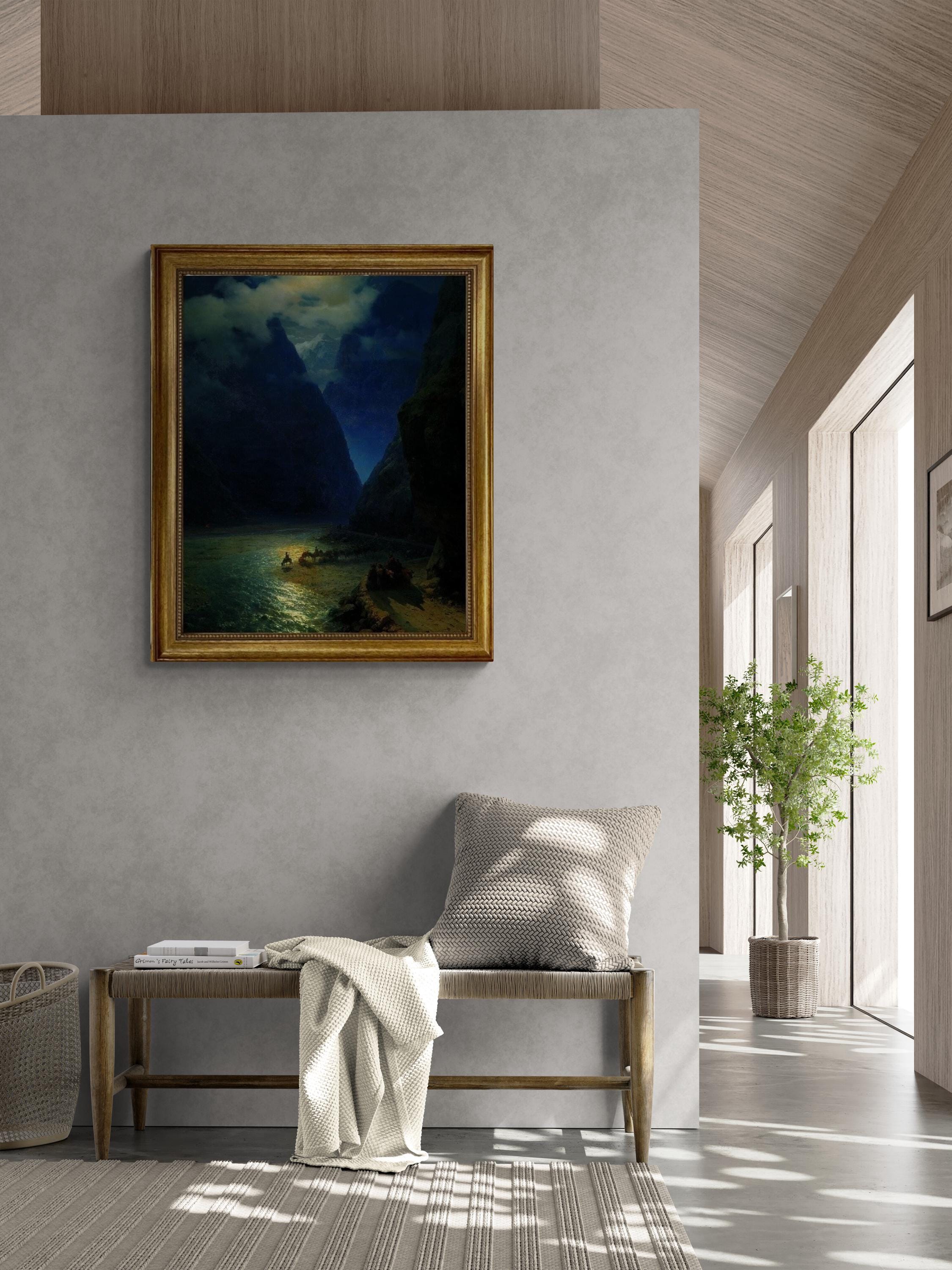 Aivazovsky "Darial George",  Museum Quality Canvas Print with Brush Strokes and Vintage Gold Frame FOSHE ART