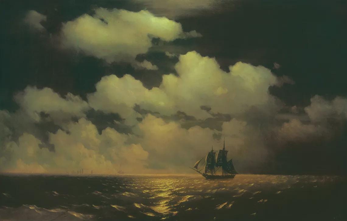 Big MERCURY after victory Aivazovsky Premium canvas print hand finished  with brush strokes and golden vintageous frame looks like original FOSHE ART