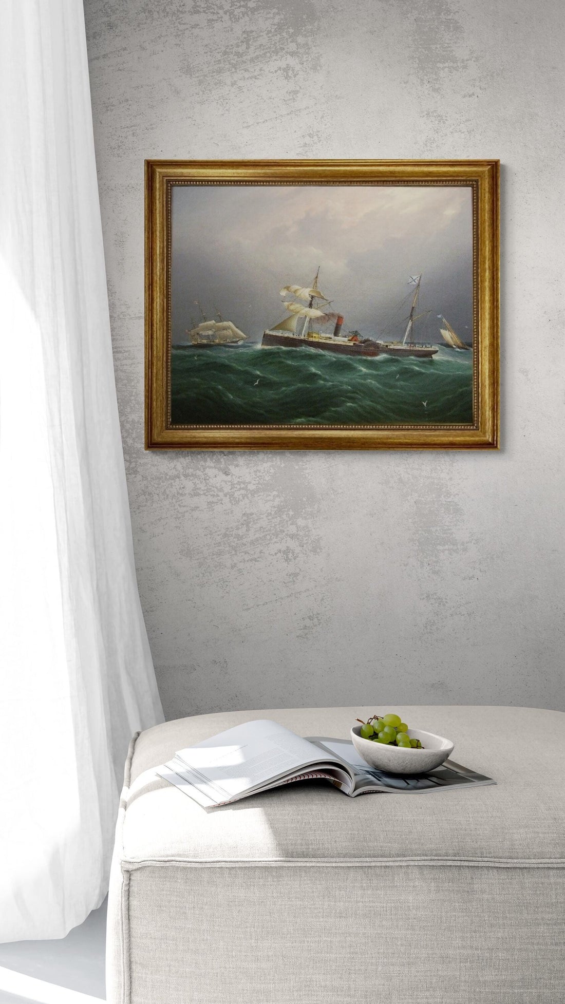 Buttersworth San Salvadore Ship Painting, Framed Canvas Art Print FOSHE ART