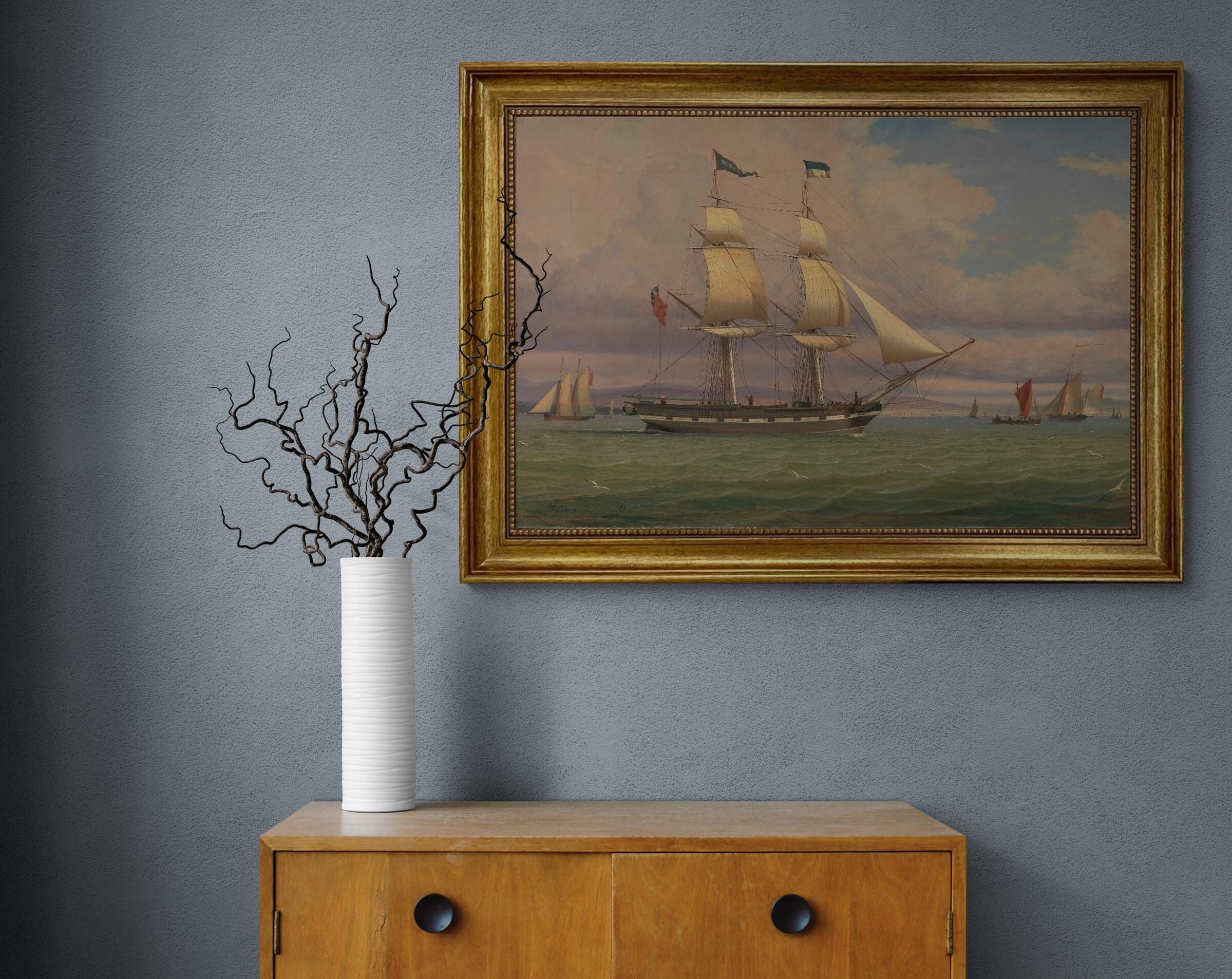 William Clark 'Norval' Ship Canvas Print with Vintage Golden Frame FOSHE ART