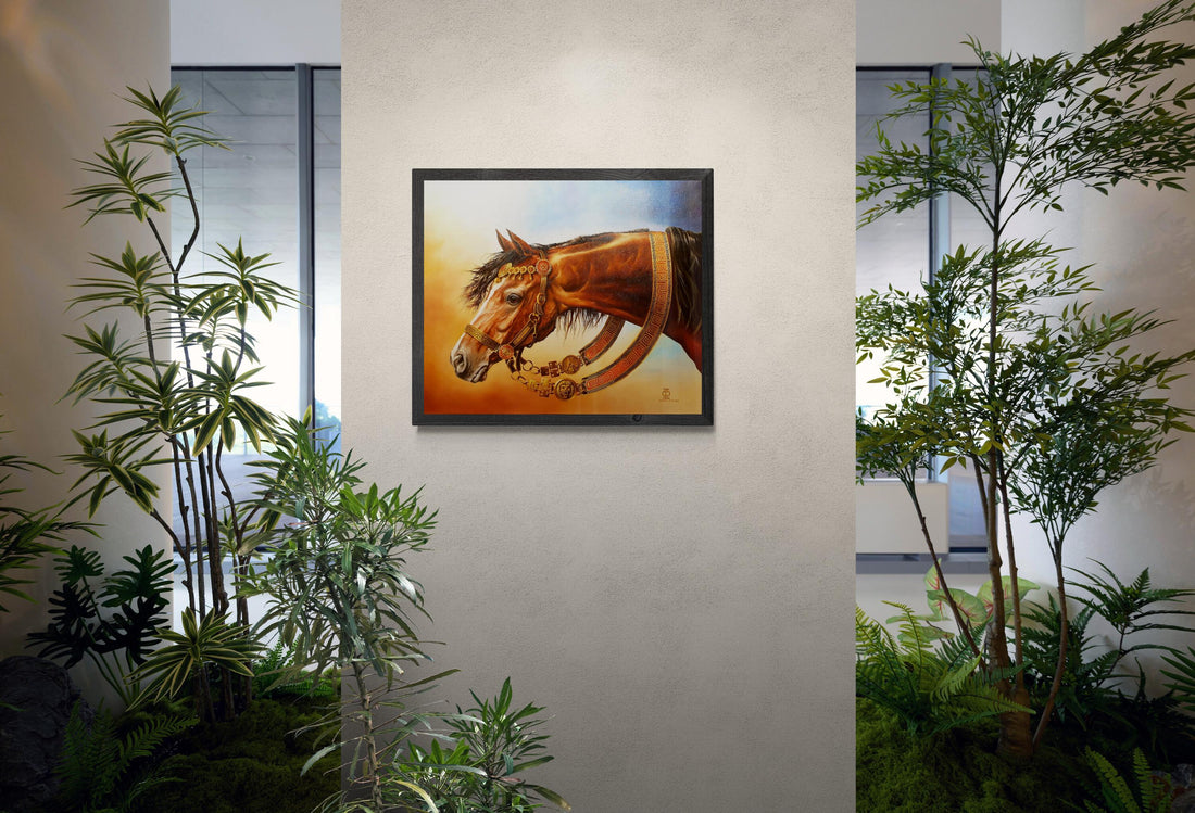 HORSE | BUCEPHALUS | Premium Canvas Print of Original Oil Painting | 3D Hand-Finished Print with Brush Strokes | Elegant Horse Lover Gift FOSHE ART