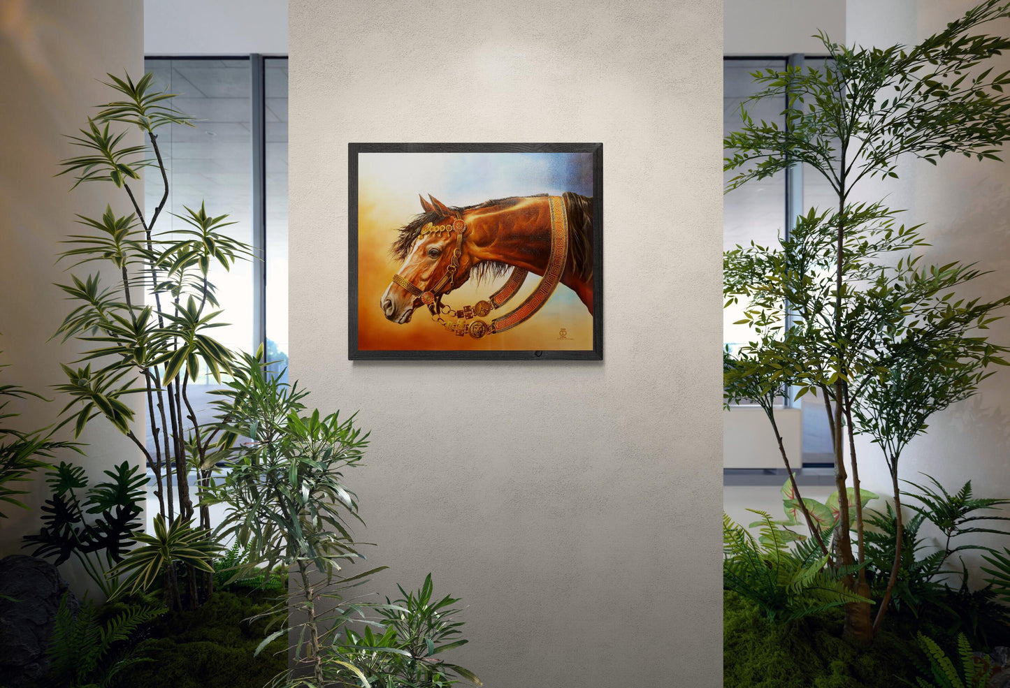HORSE | BUCEPHALUS | Premium Canvas Print of Original Oil Painting | 3D Hand-Finished Print with Brush Strokes | Elegant Horse Lover Gift FOSHE ART