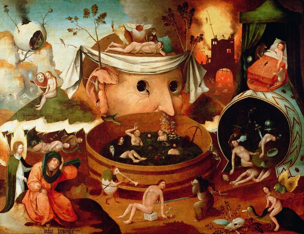 Bosch 'Tondals Vision' Canvas Art Print, Brush Stroke Texture, Vintage Golden Frame FOSHE ART