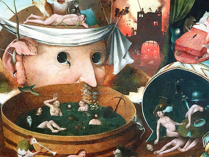 Bosch 'Tondals Vision' Canvas Art Print, Brush Stroke Texture, Vintage Golden Frame FOSHE ART