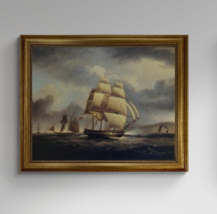 Frigate on the Thames Canvas Print | Brush Stroke Finish FOSHE ART