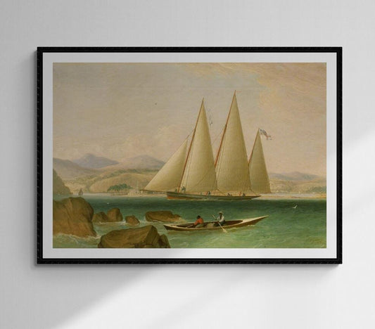 Bermuda Schooner Yacht Offshore by John Lynn Fineart print on heavyweight paper, museum quality seascape wallart home decore with sail boats FOSHE ART
