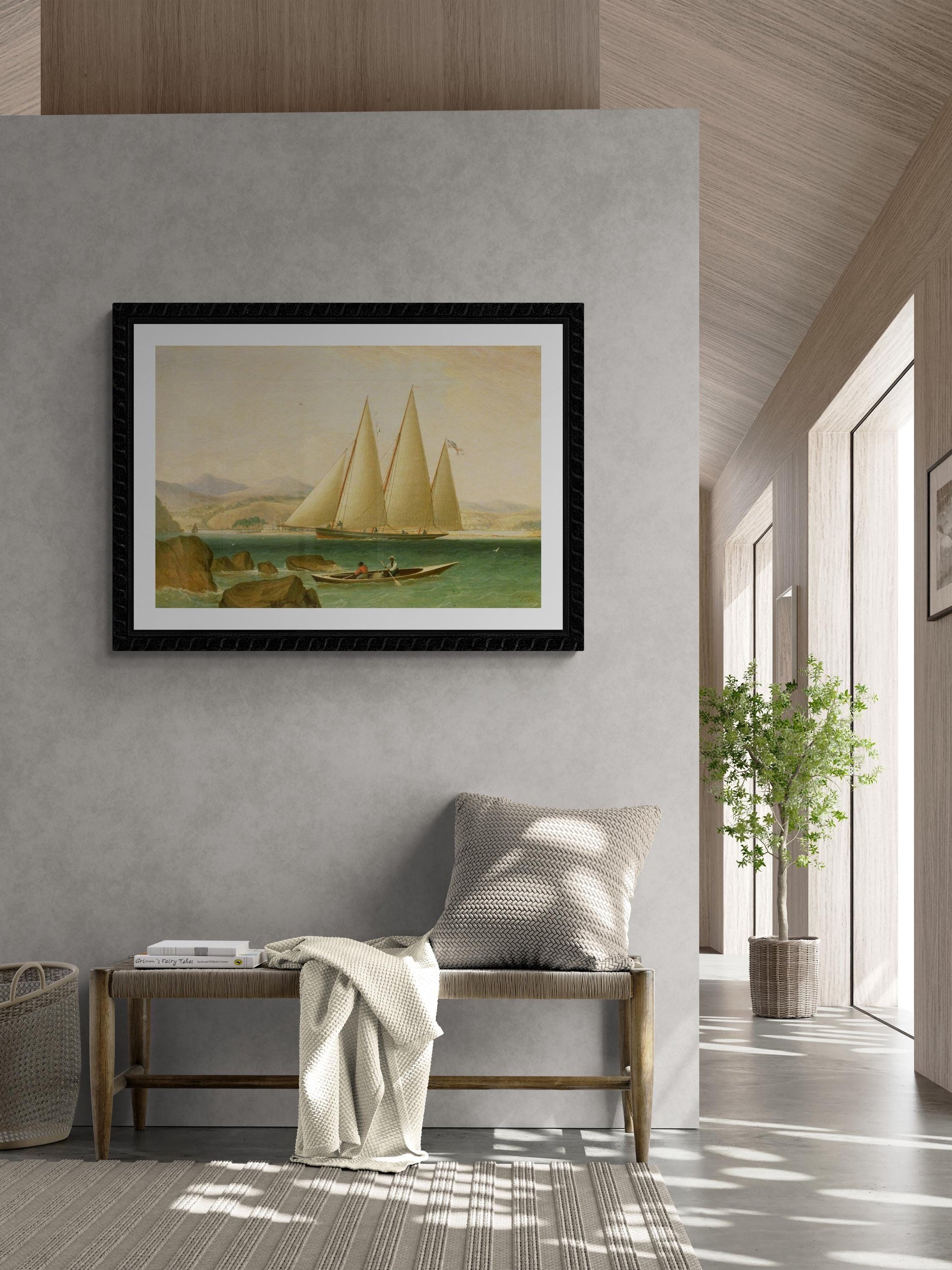 Bermuda Schooner Yacht Offshore by John Lynn Fineart print on heavyweight paper, museum quality seascape wallart home decore with sail boats FOSHE ART