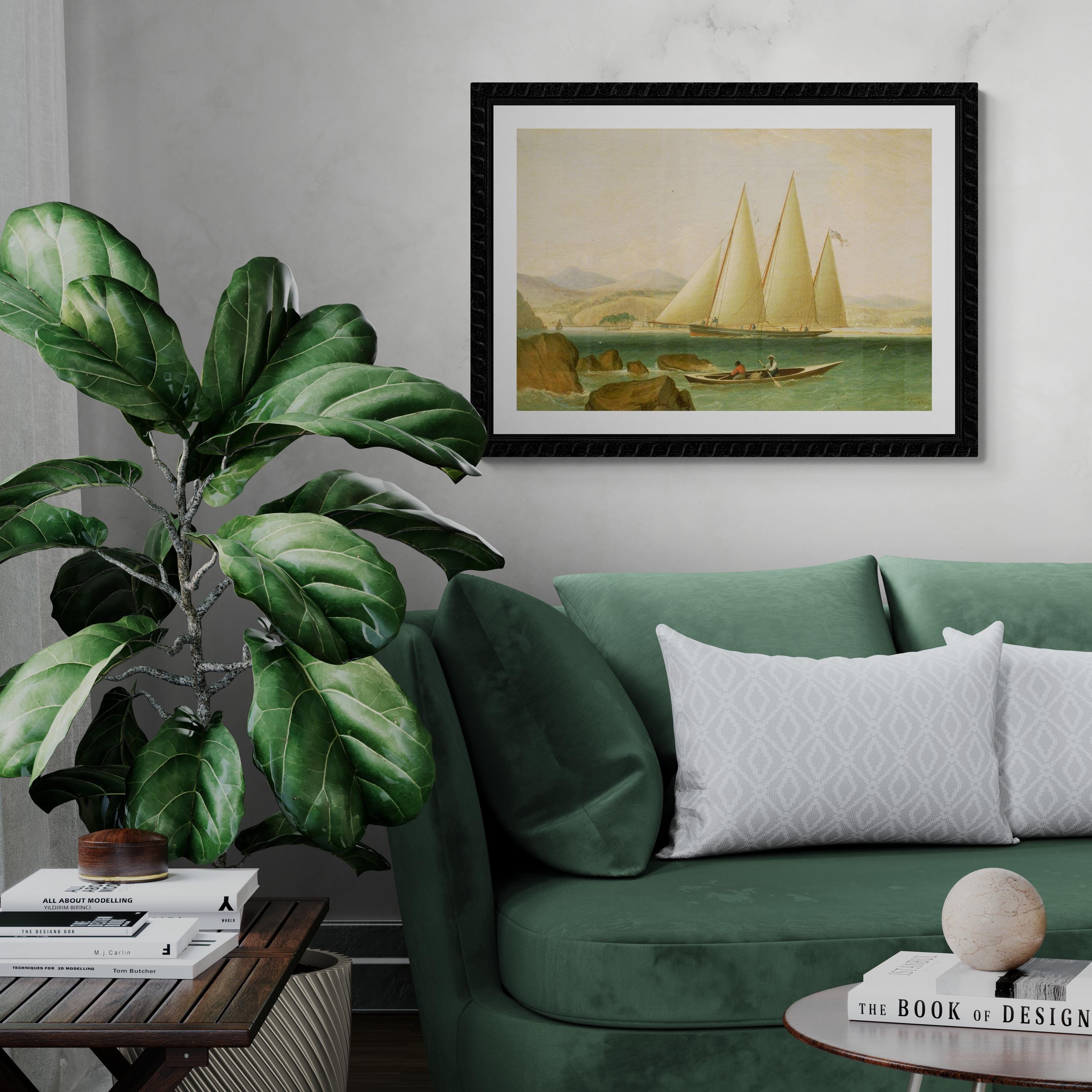 Bermuda Schooner Yacht Offshore by John Lynn Fineart print on heavyweight paper, museum quality seascape wallart home decore with sail boats FOSHE ART