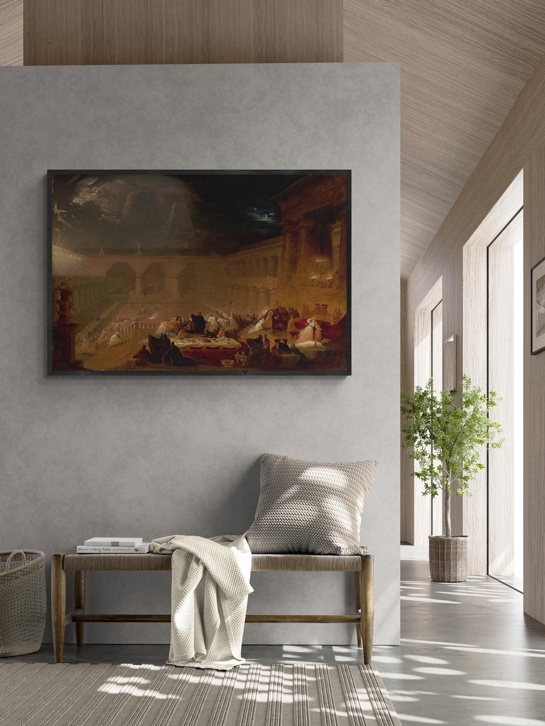 Belshazzar's Feast by John Martin, giclée FineArt Print from original oilpainting, Hand Finished 3D Print, brush strokes, oversized wall art FOSHE ART