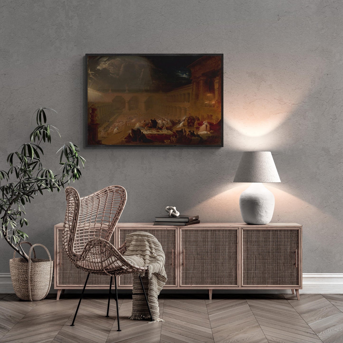 Belshazzar's Feast by John Martin, giclée FineArt Print from original oilpainting, Hand Finished 3D Print, brush strokes, oversized wall art FOSHE ART