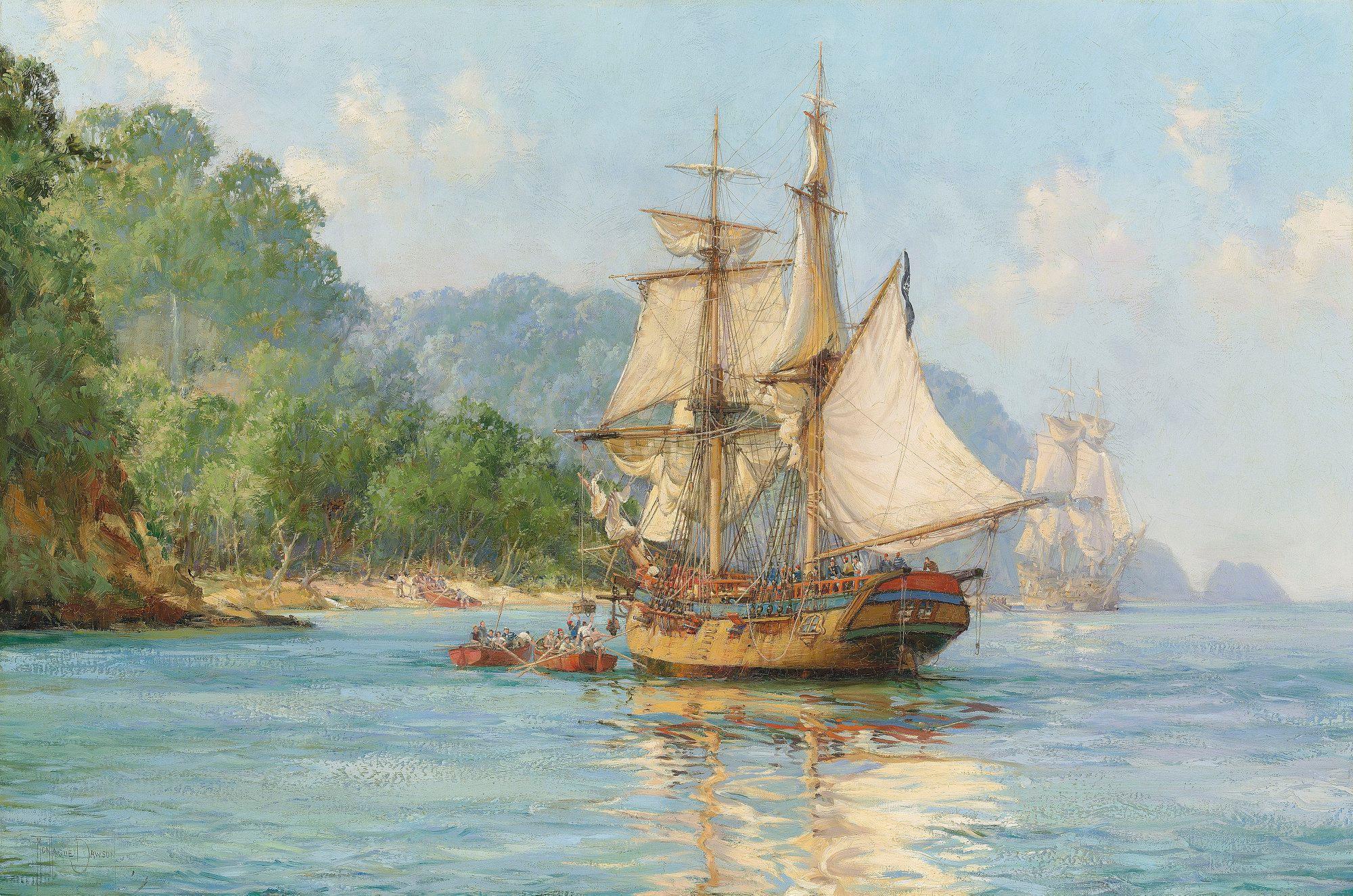 Pirates' Haunt Art Print: Montague Dawson Giclée Seascape Poster FOSHE ART