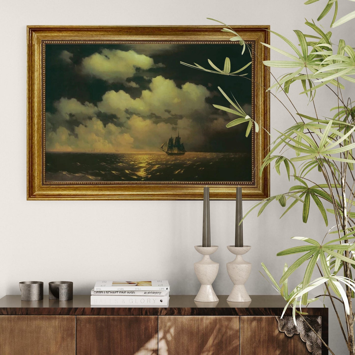 Big MERCURY after victory Aivazovsky Premium canvas print hand finished  with brush strokes and golden vintageous frame looks like original FOSHE ART