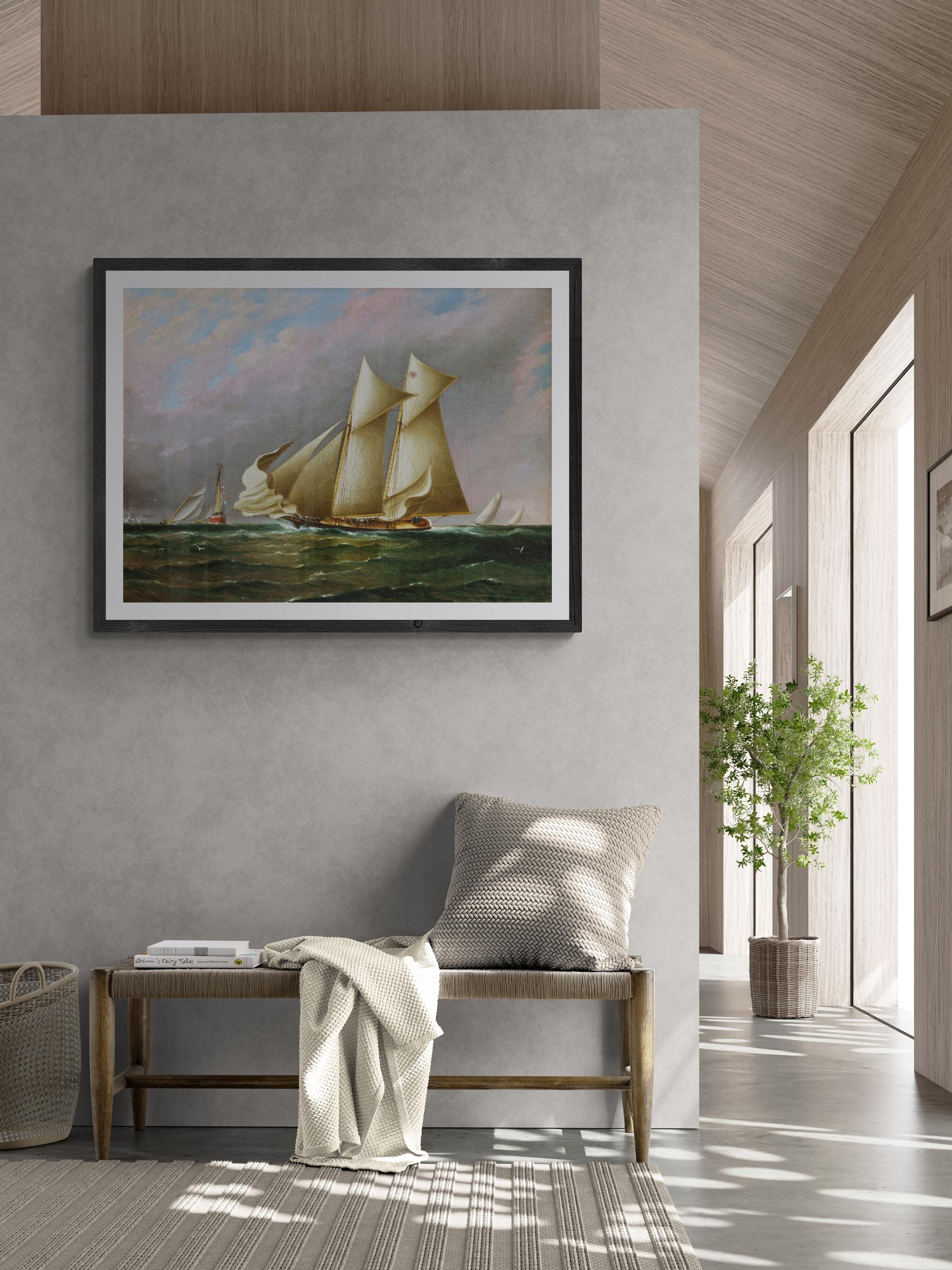 Schooner Idler, New York Yacht Club Regatta, Giclee Print Reproduction Painting, Heavyweight print on Fineart paper or museum quality poster FOSHE ART