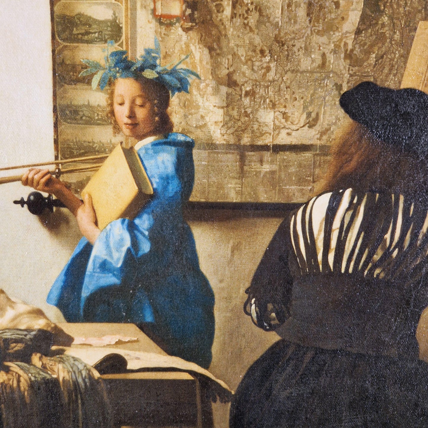 The Art of Painting, Jan Vermeer, Premium Reproduction Art Print on Canvas, Paper, 3D texture print with brush strokes, looks like original FOSHE ART