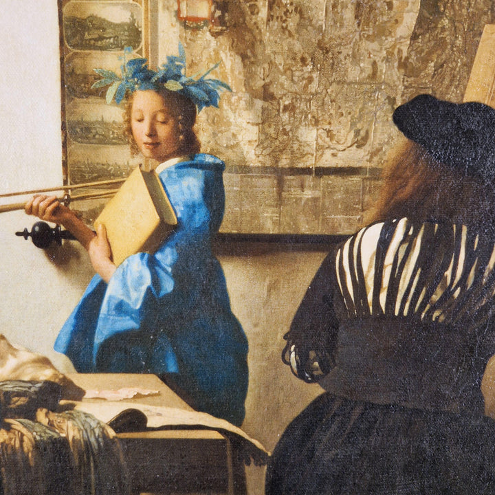 The Art of Painting, Jan Vermeer, Premium Reproduction Art Print on Canvas, Paper, 3D texture print with brush strokes, looks like original FOSHE ART