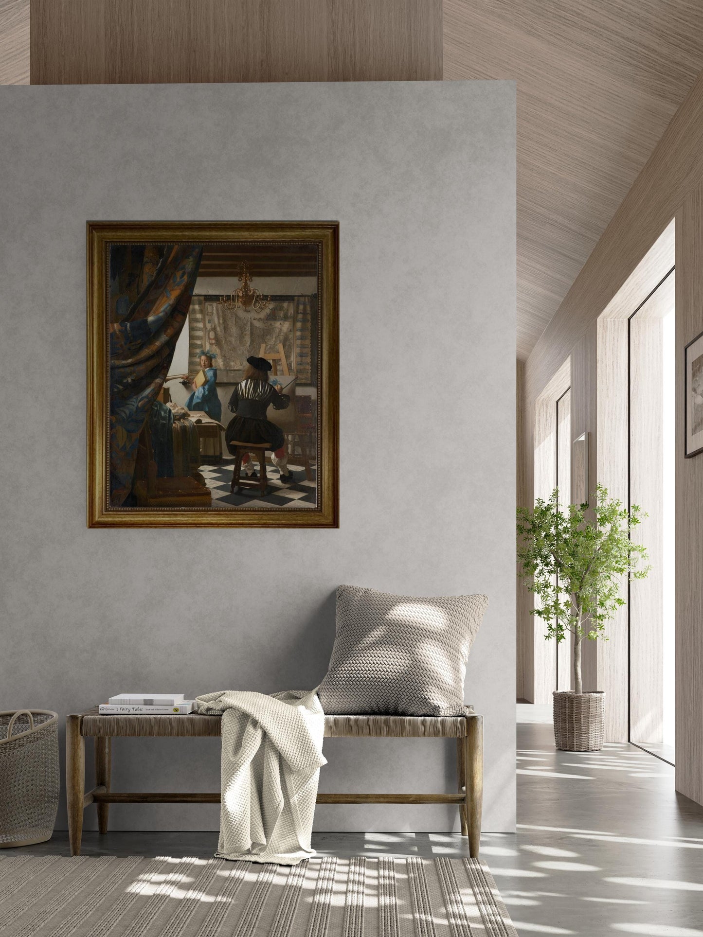 The Art of Painting, Jan Vermeer, Premium Reproduction Art Print on Canvas, Paper, 3D texture print with brush strokes, looks like original FOSHE ART