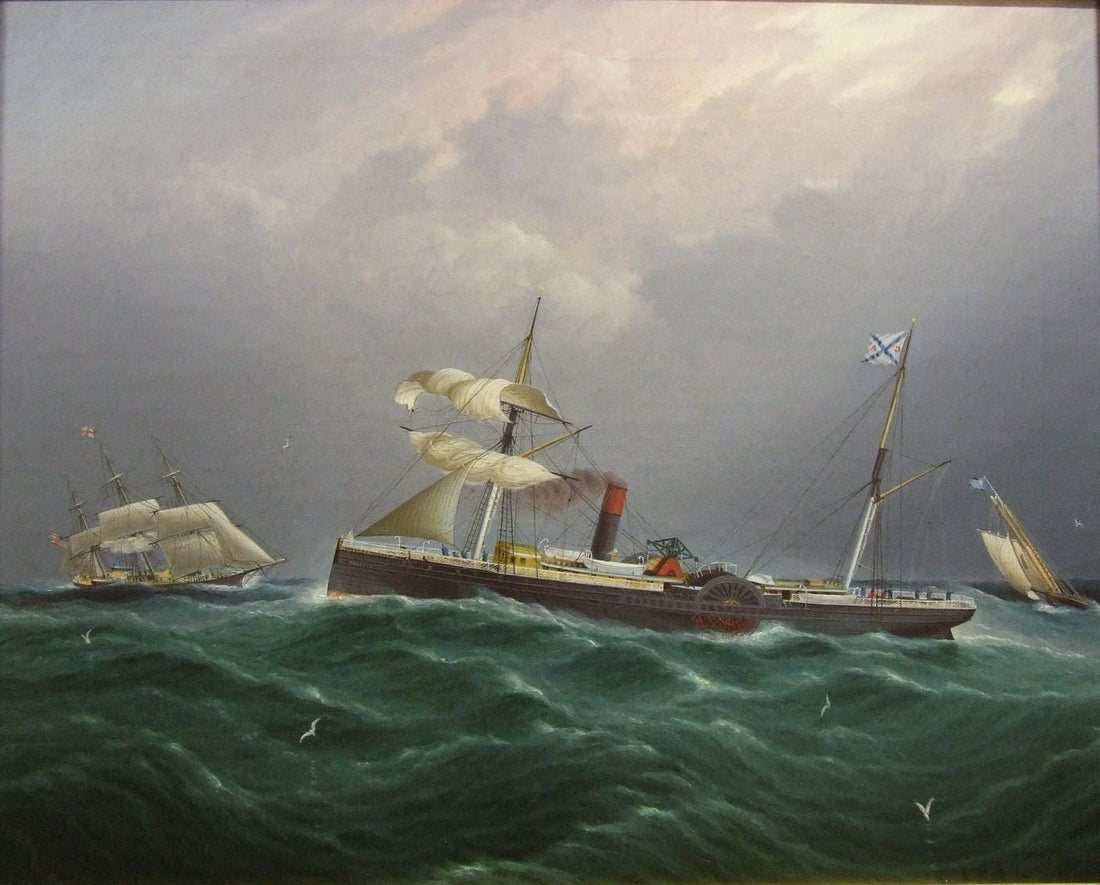 Buttersworth San Salvadore Ship Painting, Framed Canvas Art Print FOSHE ART