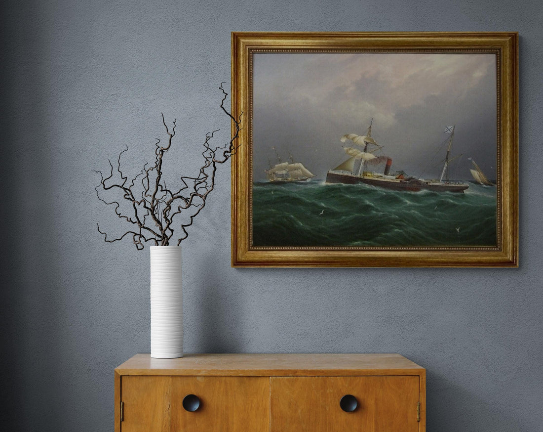 Buttersworth San Salvadore Ship Painting, Framed Canvas Art Print FOSHE ART